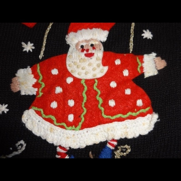 Vintage Ugly Christmas Sweater Button Up Cardigan Embellished Christmas Tree - Picture 9 of 12